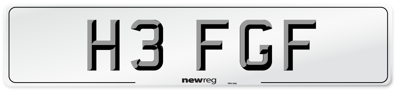 H3 FGF Number Plate from New Reg